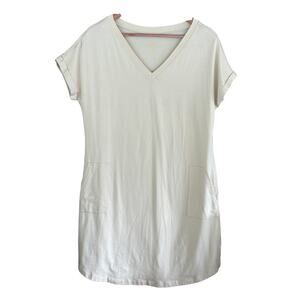 Belle Kim Gravel T Shirt Dress M Cream Beige Coastal Travel Resort Beach